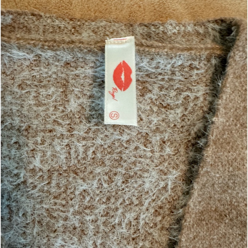 Brown Knit Cardigan/Sweater with Flower Detail. Sz S. NWT - Picture 7 of 8